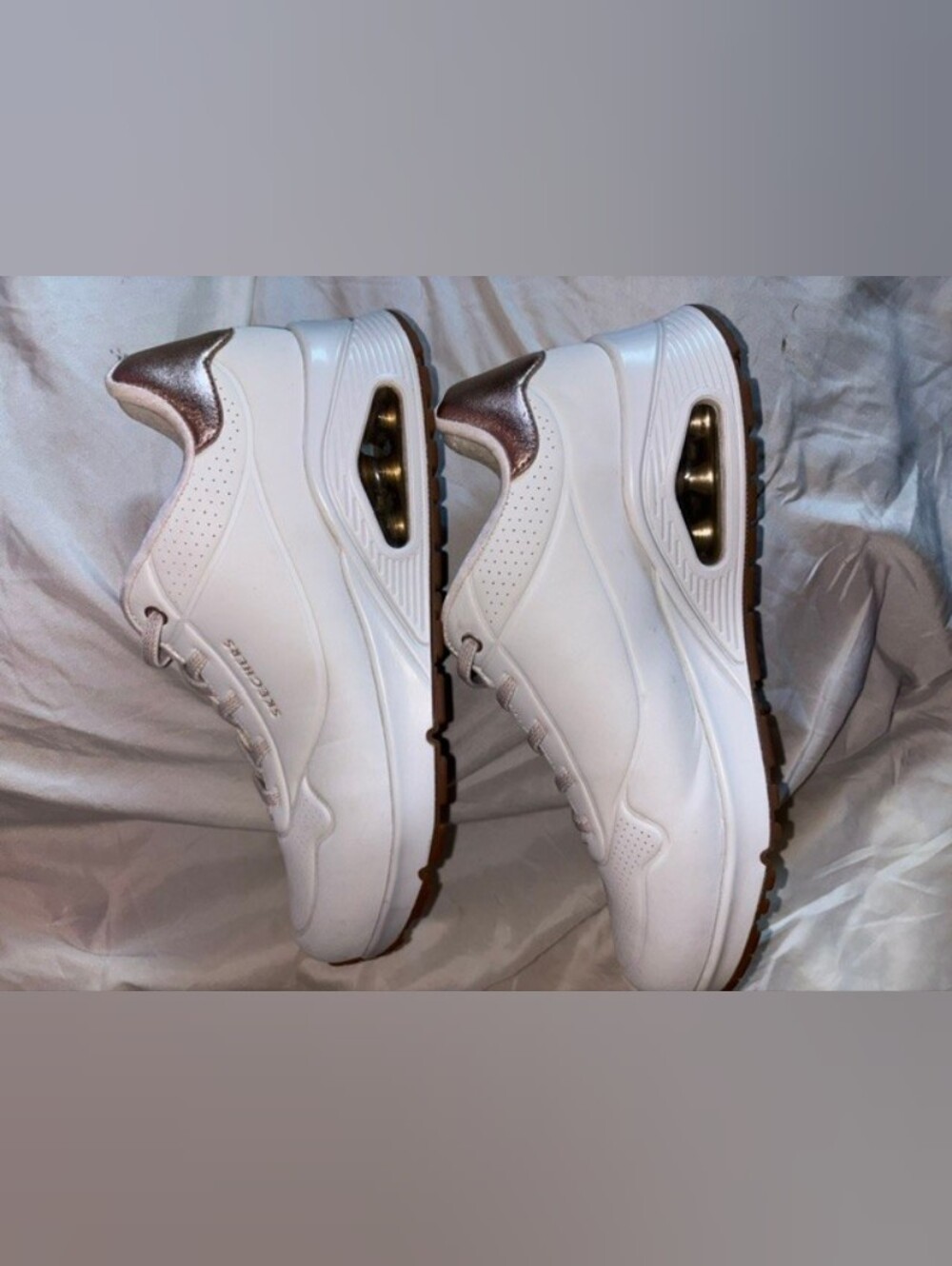Skechers White Sneakers Air-cooled Memory Foam Wide Fit